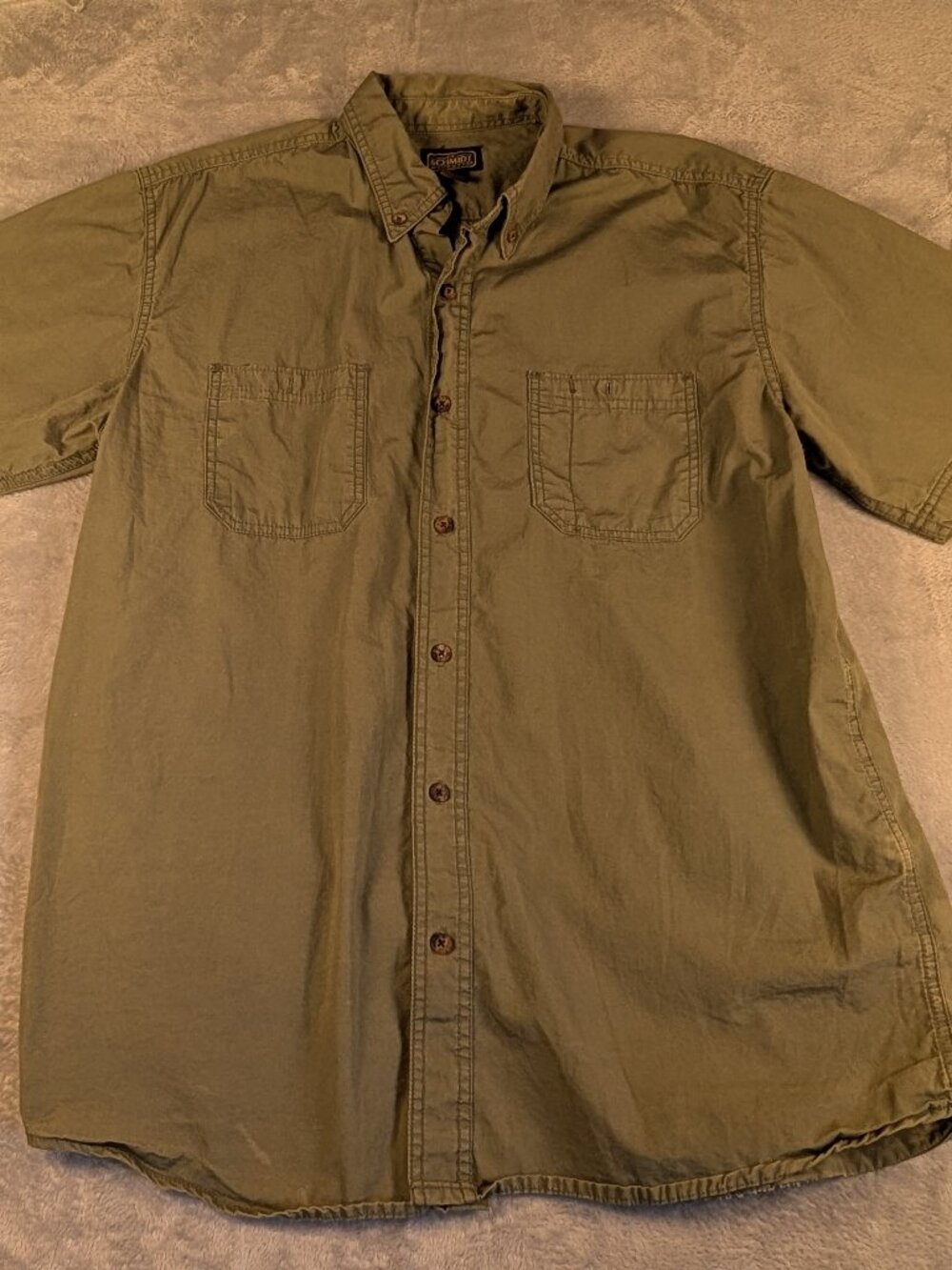 C. E. Schmidt Men's Size L Workwear Utility Shirt Olive Green Short Sleeve